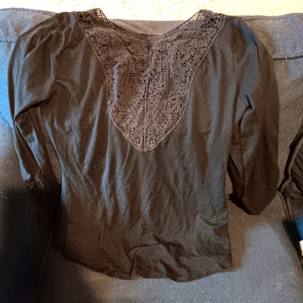 No Boundaries Women Junior Top Short Sleeve Shirt Blouse Black (Size L 11-13)